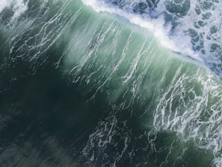 Aerial photo of a the wave breaking